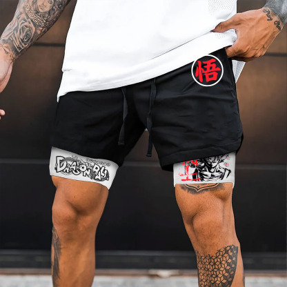 Unisex Anime Print Drawstring Dragon Ball Shorts