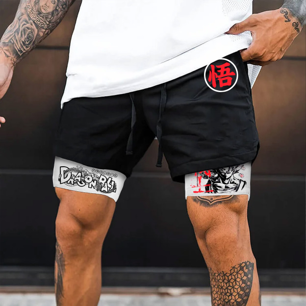 Unisex Anime Print Drawstring Dragon Ball Shorts