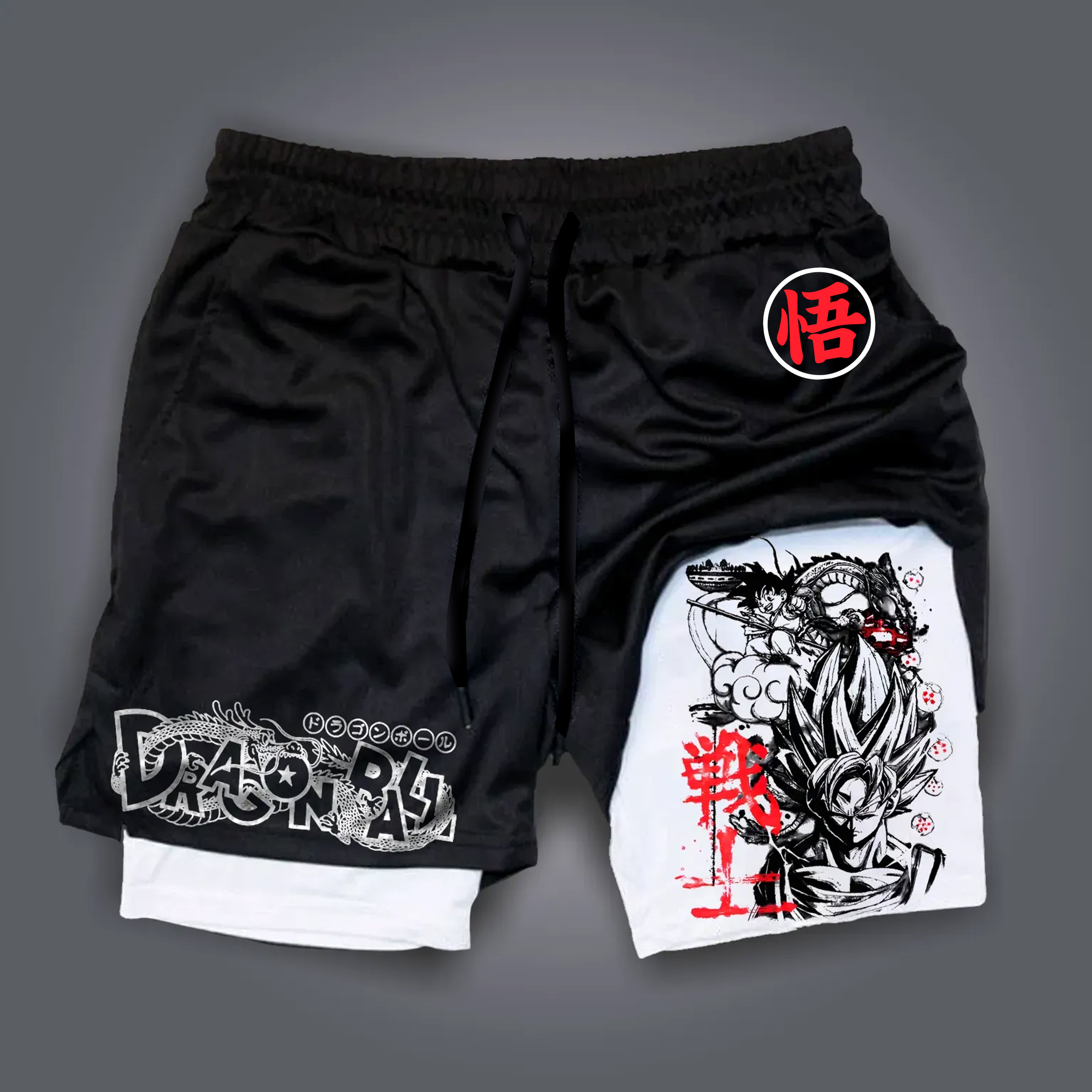 Unisex Anime Print Drawstring Dragon Ball Shorts