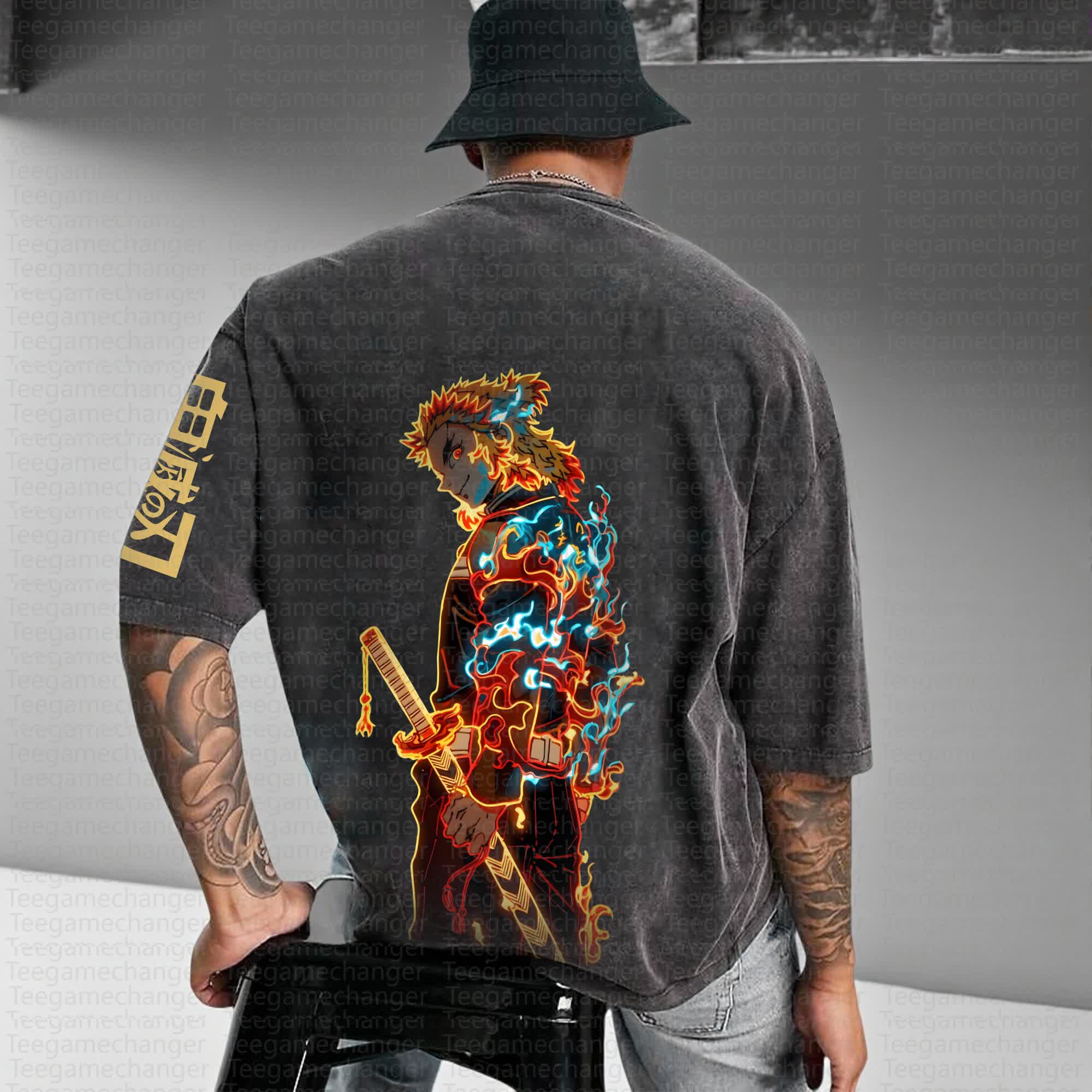 Unisex Anime Inspired Vintage Washed T-Shirt丨Demon Slayer