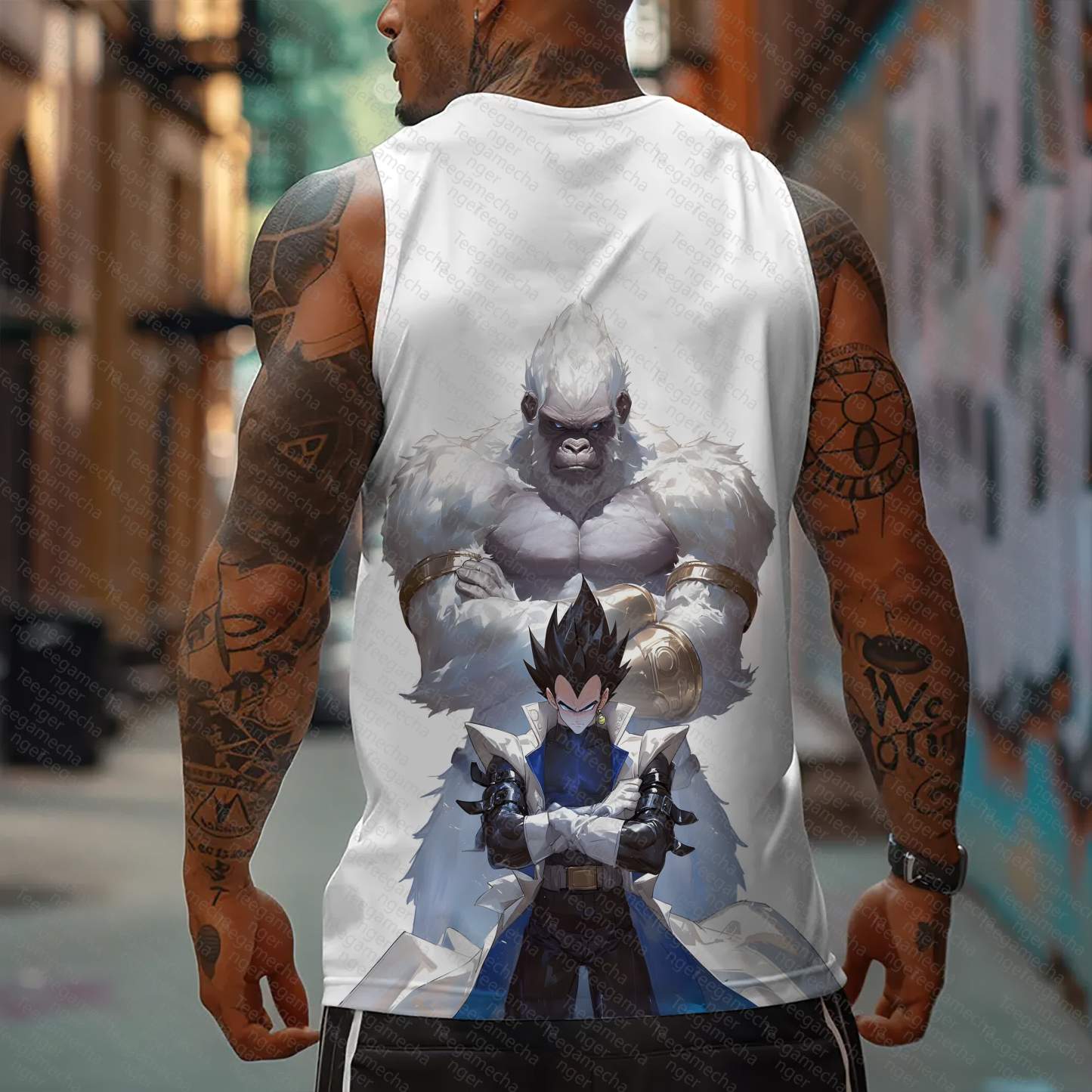 Oversized Anime Print Gym Tank Top