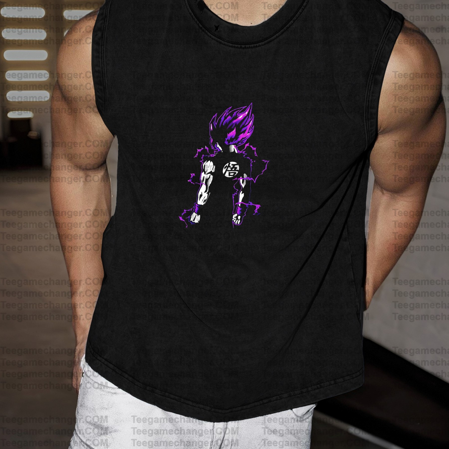 Oversized Anime Print Gym Tank Top