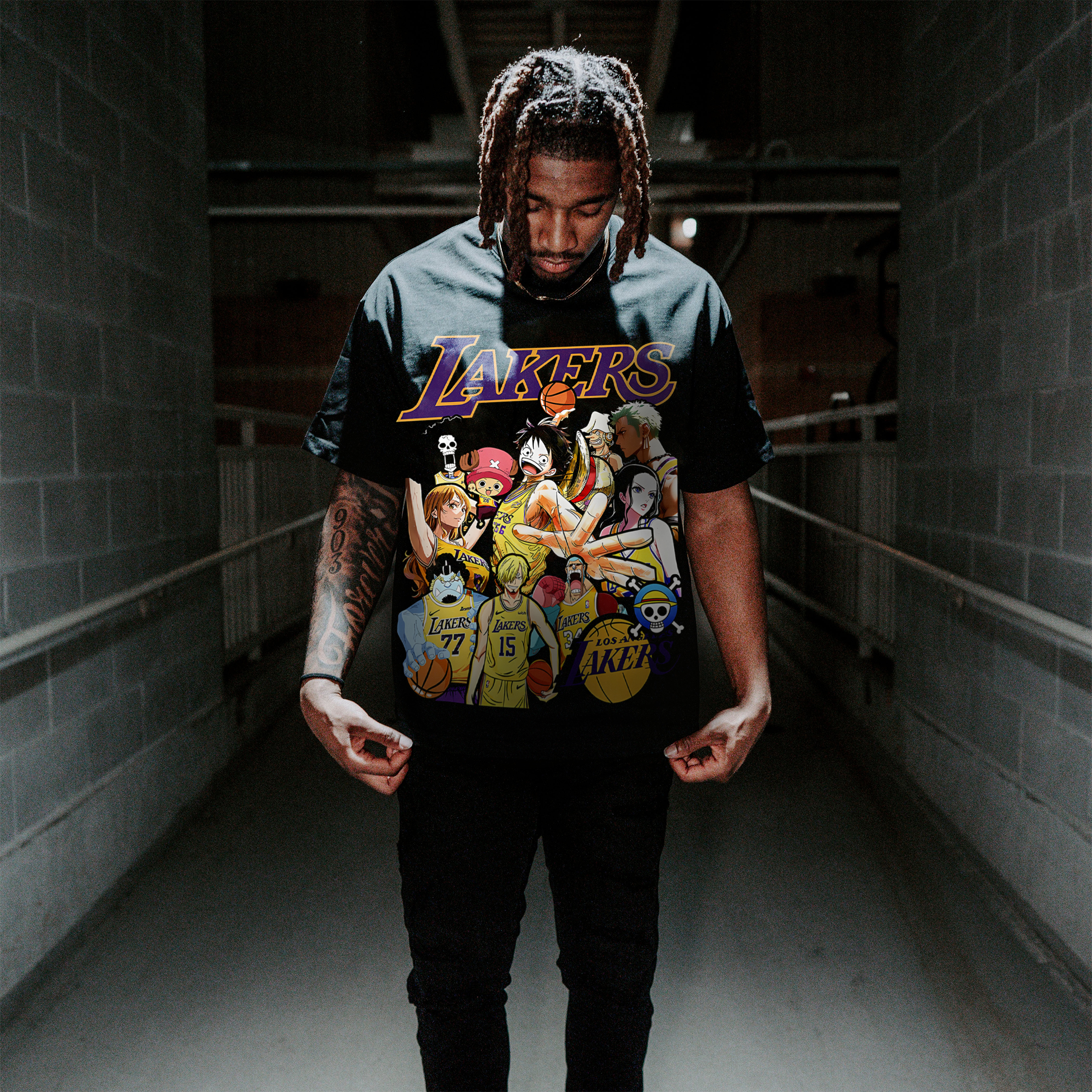 Unisex Vintage Tee丨 Lakers X One Piece Tee