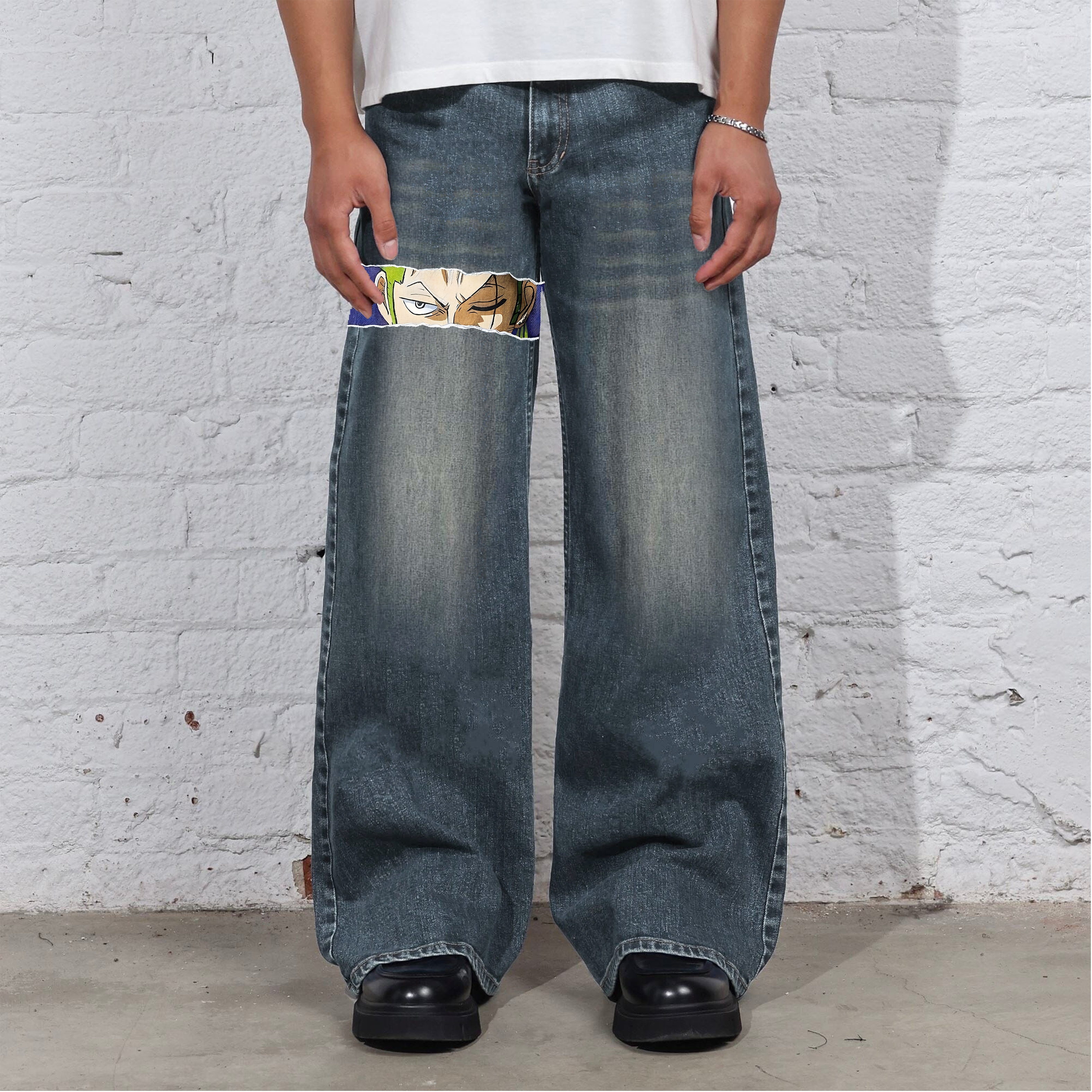 Unisex Anime Loose Straight Jeans