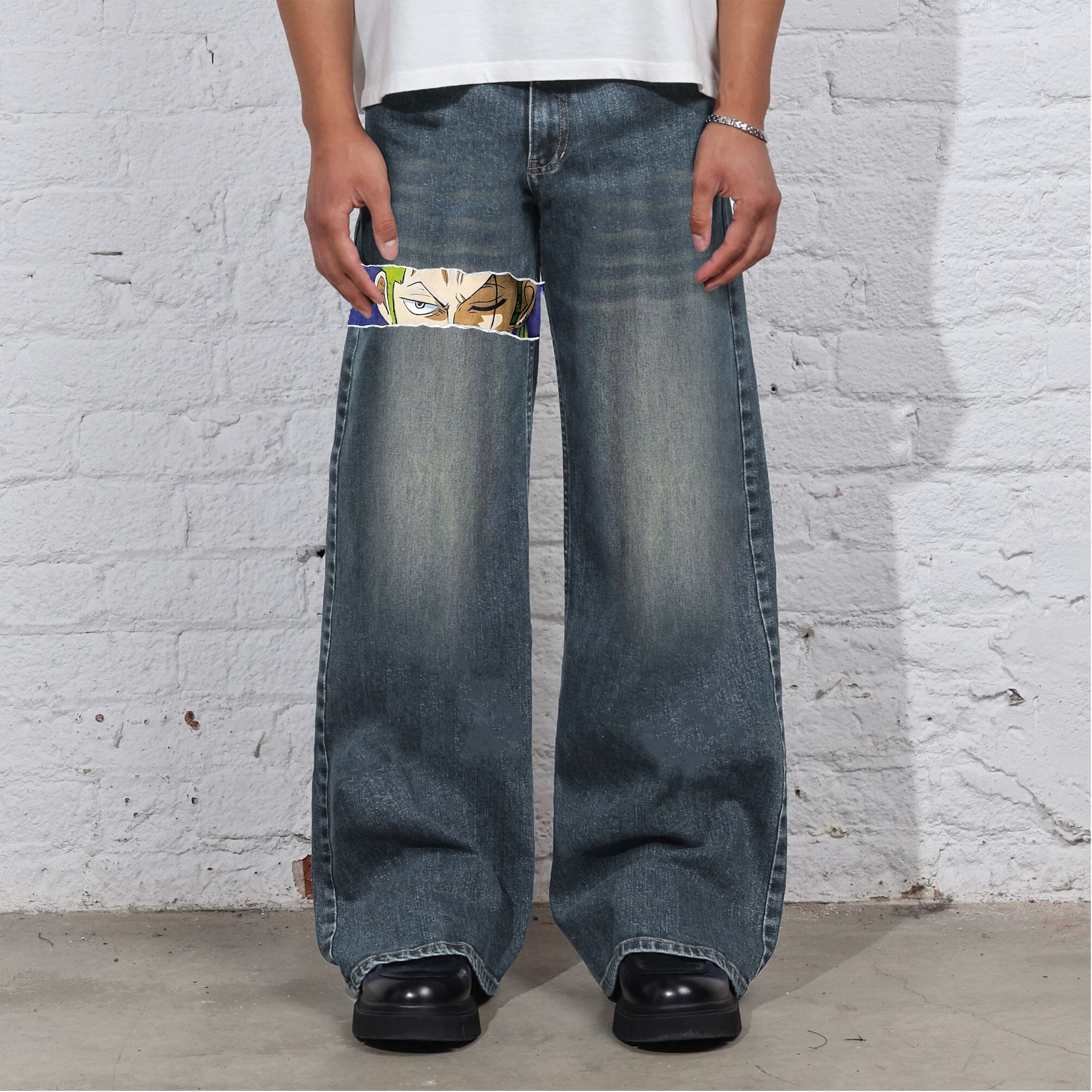 Unisex Anime Loose Straight Jeans