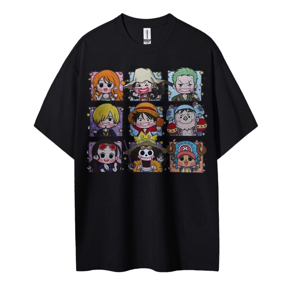 One Piece Cotton Unisex Round Neck Anime T-shirt-Teegamechanger