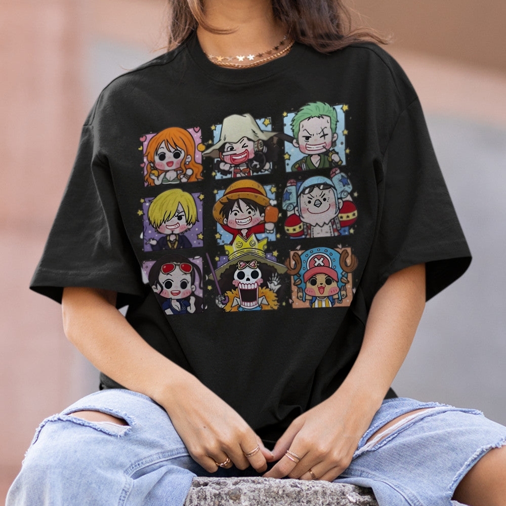 One Piece Cotton Unisex Round Neck Anime T-shirt-Teegamechanger