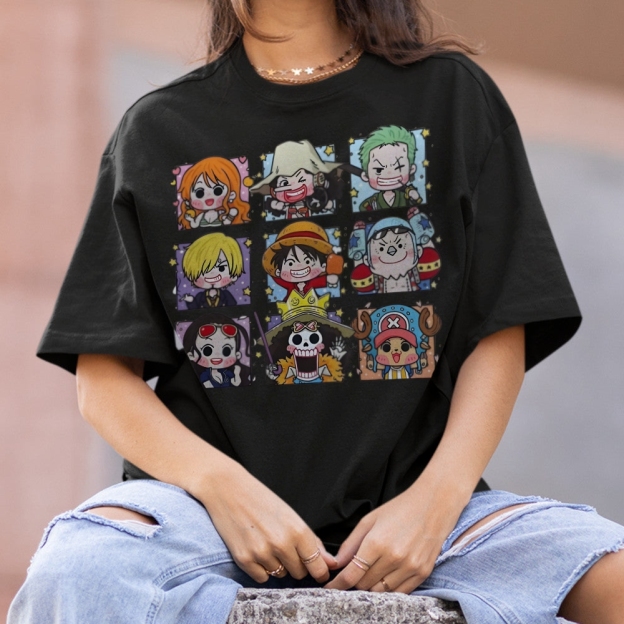 One Piece Cotton Unisex Round Neck Anime T-shirt-Teegamechanger
