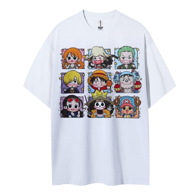 One Piece Cotton Unisex Round Neck Anime T-shirt-Teegamechanger