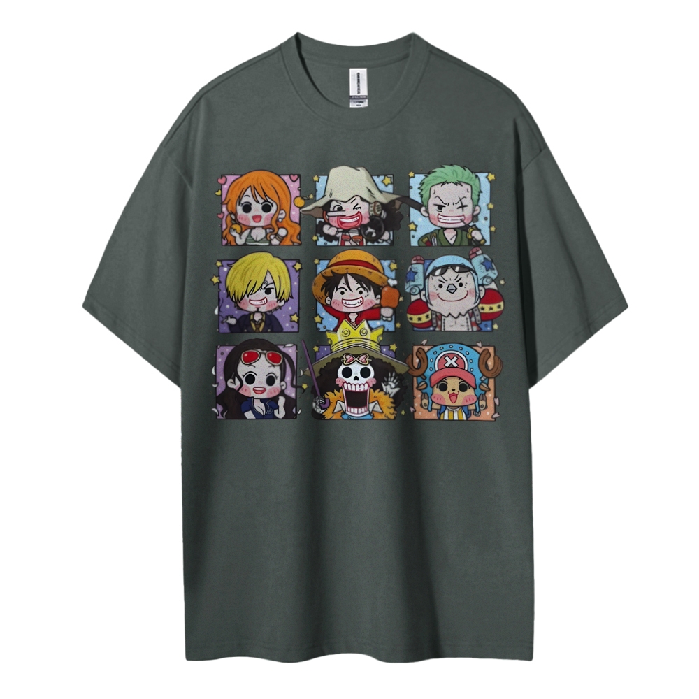 One Piece Cotton Unisex Round Neck Anime T-shirt-Teegamechanger