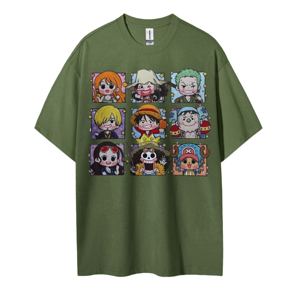 One Piece Cotton Unisex Round Neck Anime T-shirt-Teegamechanger