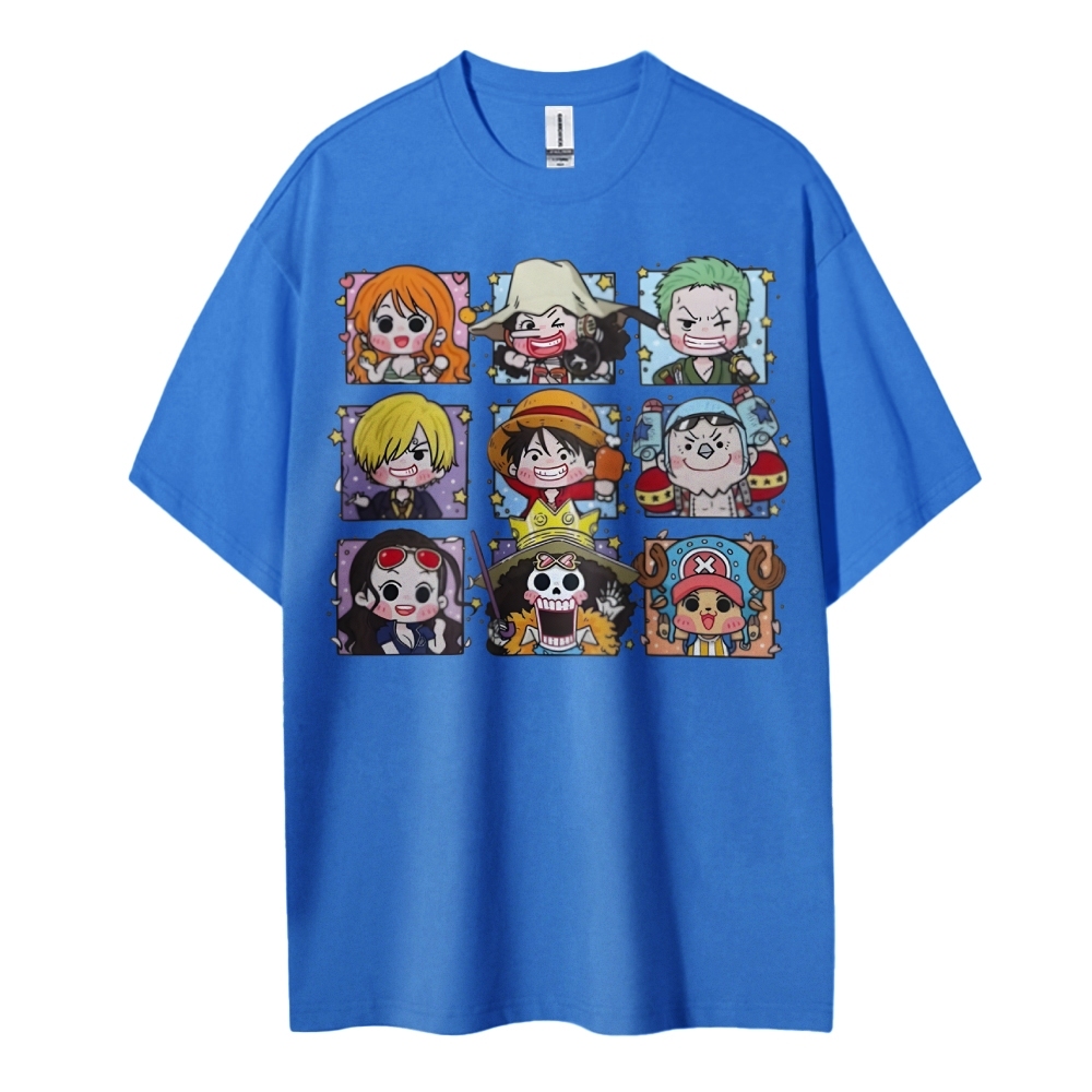 One Piece Cotton Unisex Round Neck Anime T-shirt-Teegamechanger