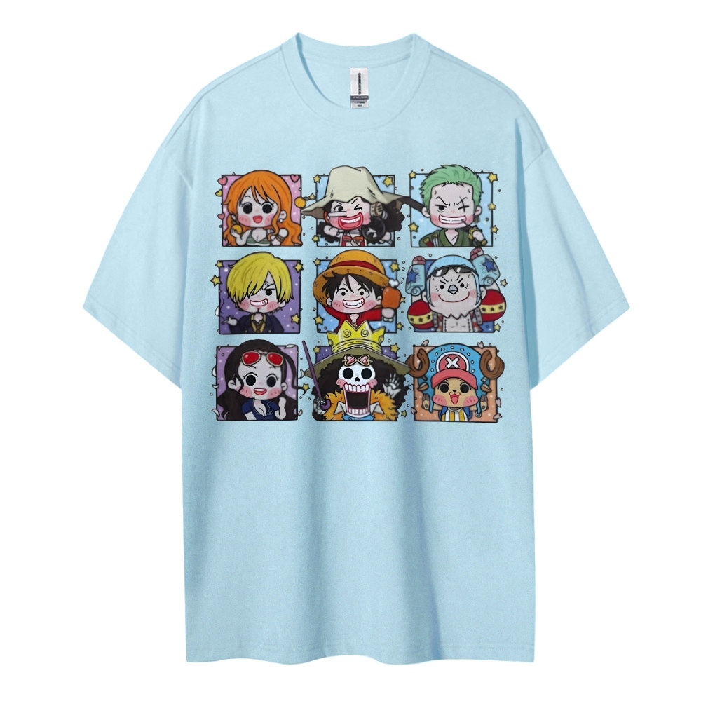 One Piece Cotton Unisex Round Neck Anime T-shirt-Teegamechanger