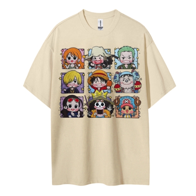 One Piece Cotton Unisex Round Neck Anime T-shirt-Teegamechanger