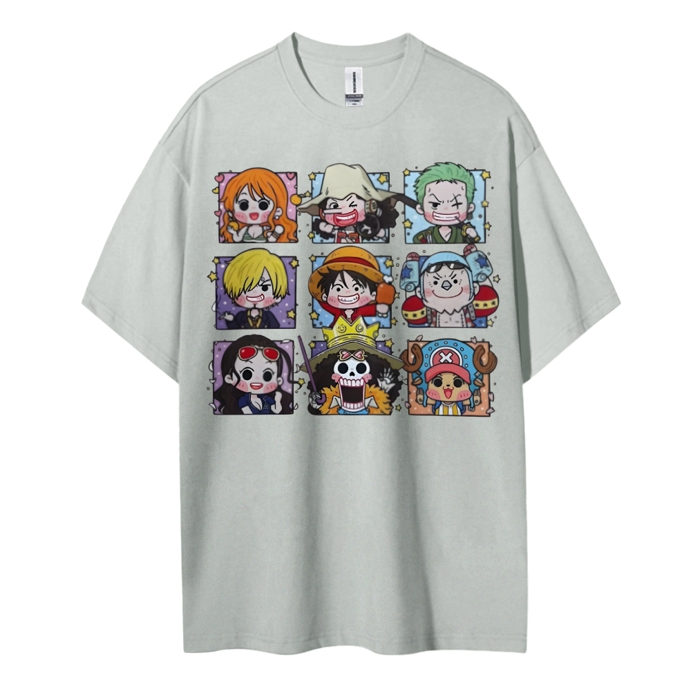 One Piece Cotton Unisex Round Neck Anime T-shirt-Teegamechanger