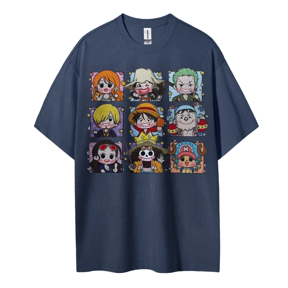 One Piece Cotton Unisex Round Neck Anime T-shirt-Teegamechanger