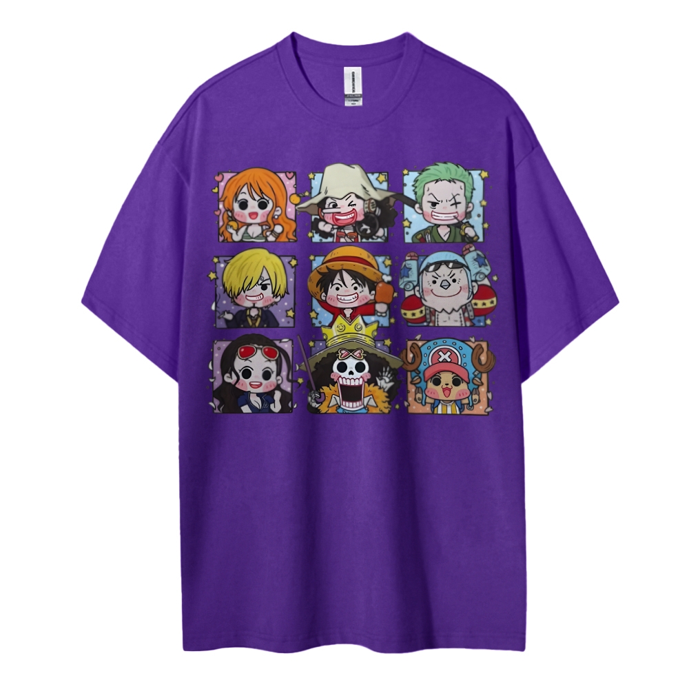 One Piece Cotton Unisex Round Neck Anime T-shirt-Teegamechanger