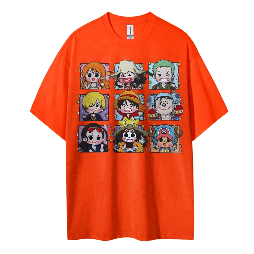 One Piece Cotton Unisex Round Neck Anime T-shirt-Teegamechanger