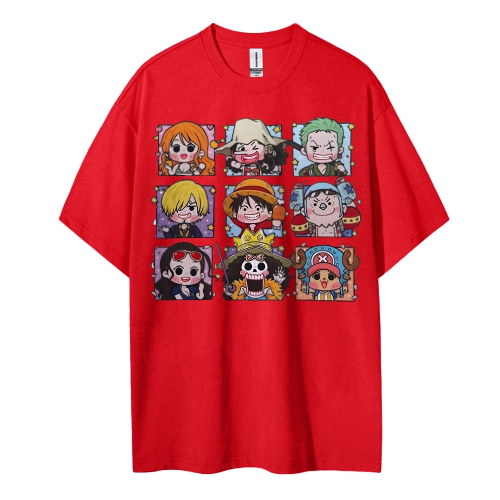 One Piece Cotton Unisex Round Neck Anime T-shirt-Teegamechanger