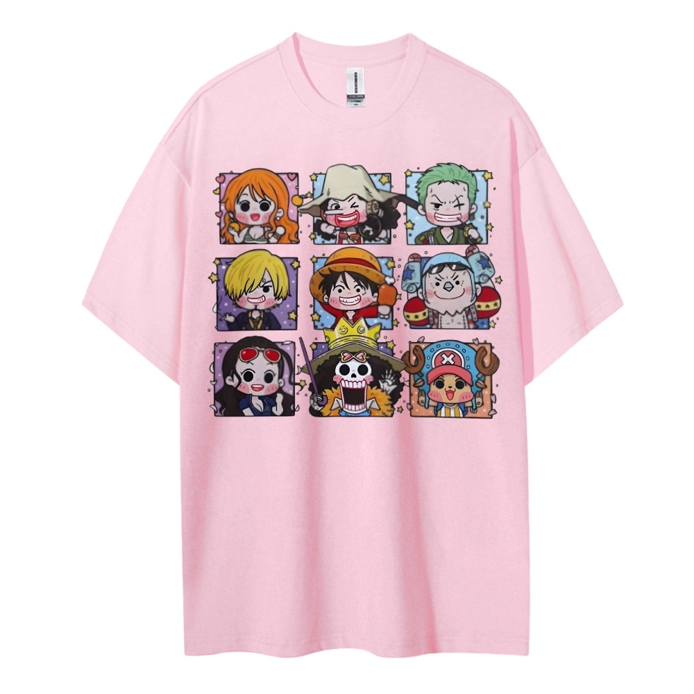 One Piece Cotton Unisex Round Neck Anime T-shirt-Teegamechanger