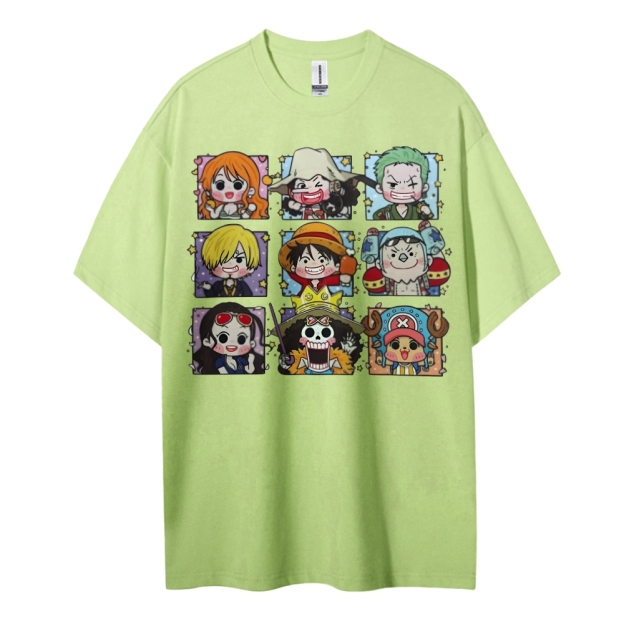 One Piece Cotton Unisex Round Neck Anime T-shirt-Teegamechanger