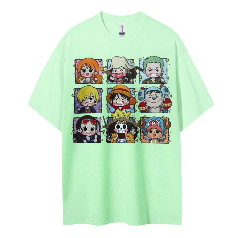 One Piece Cotton Unisex Round Neck Anime T-shirt-Teegamechanger