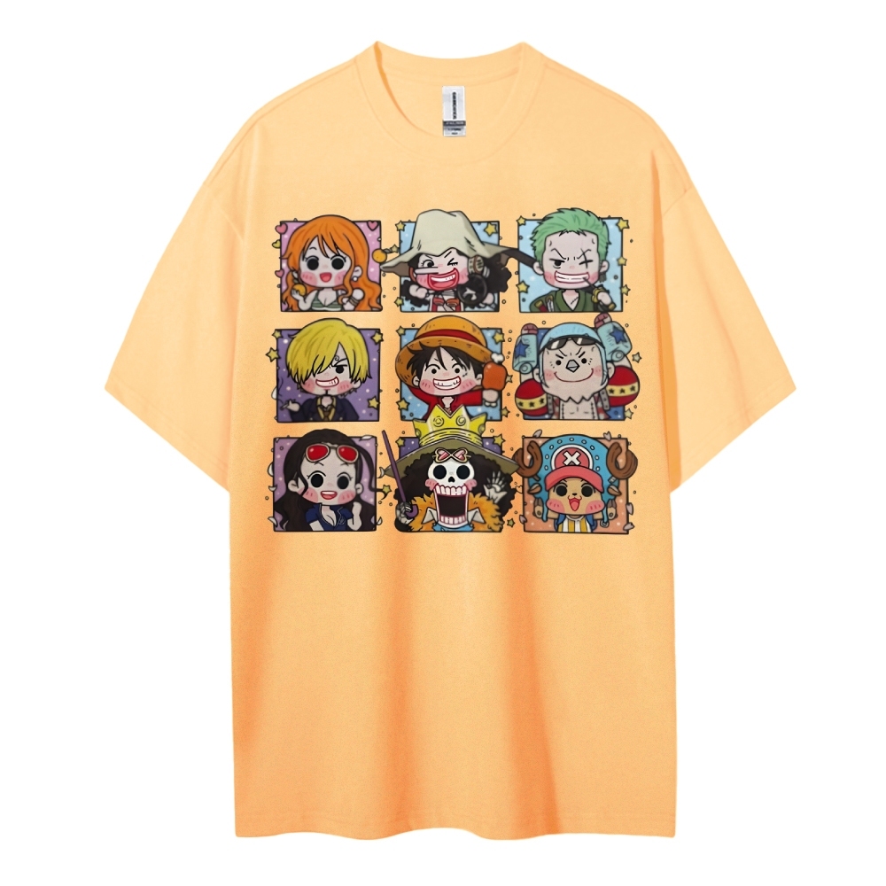 One Piece Cotton Unisex Round Neck Anime T-shirt-Teegamechanger