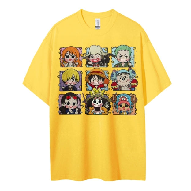 One Piece Cotton Unisex Round Neck Anime T-shirt-Teegamechanger