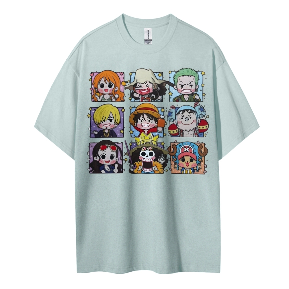 One Piece Cotton Unisex Round Neck Anime T-shirt-Teegamechanger