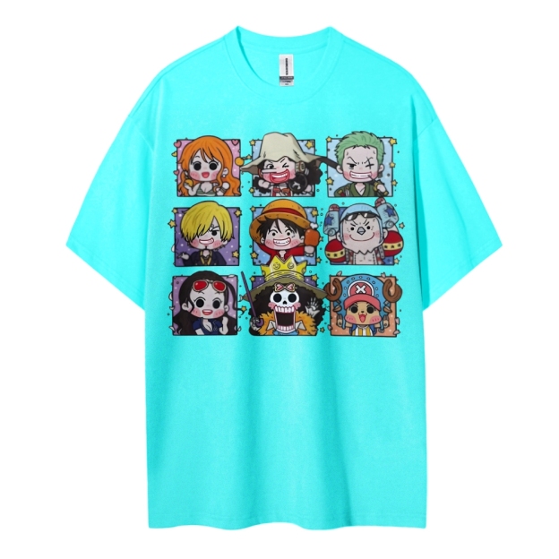 One Piece Cotton Unisex Round Neck Anime T-shirt-Teegamechanger