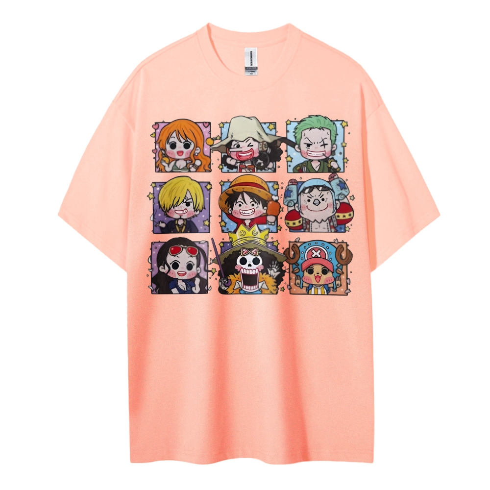 One Piece Cotton Unisex Round Neck Anime T-shirt-Teegamechanger