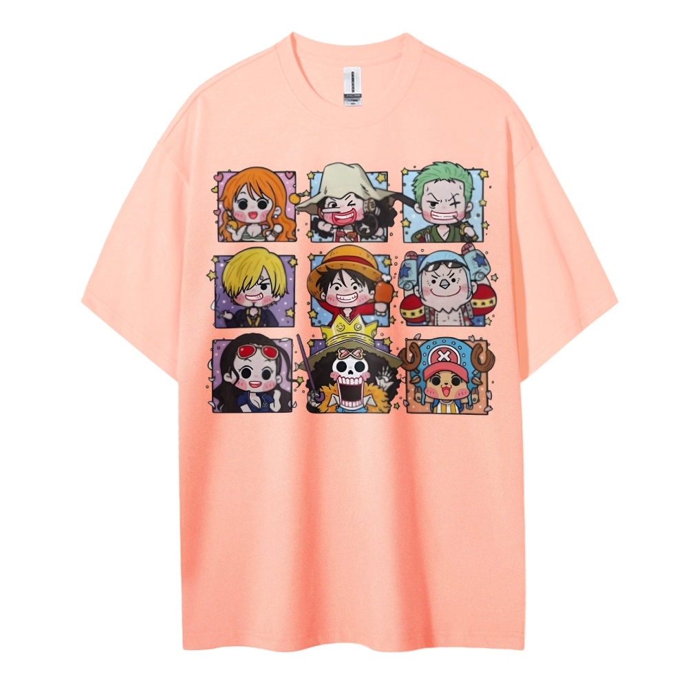One Piece Cotton Unisex Round Neck Anime T-shirt-Teegamechanger