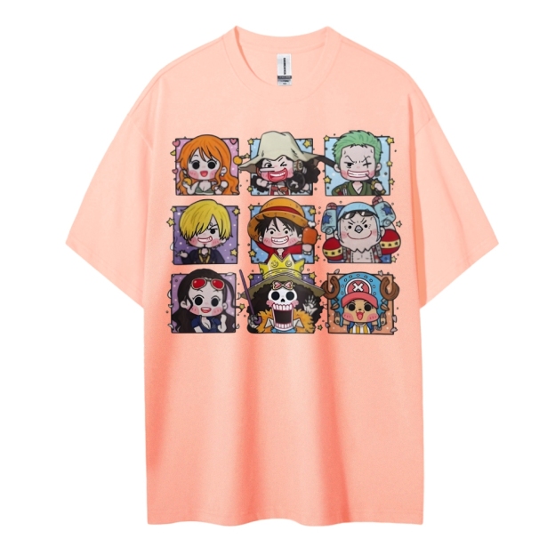 One Piece Cotton Unisex Round Neck Anime T-shirt-Teegamechanger