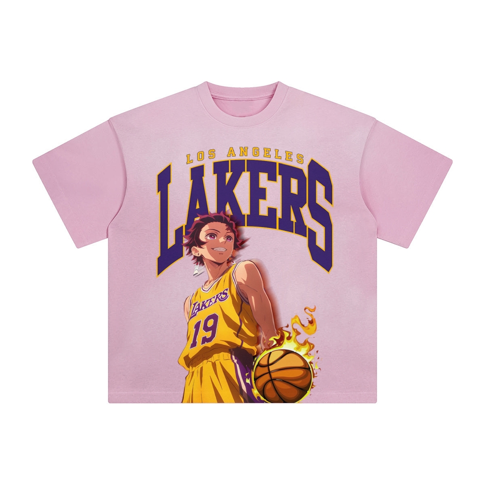 Unisex Vintage Tee丨 Lakers X Demon Slayer Tee