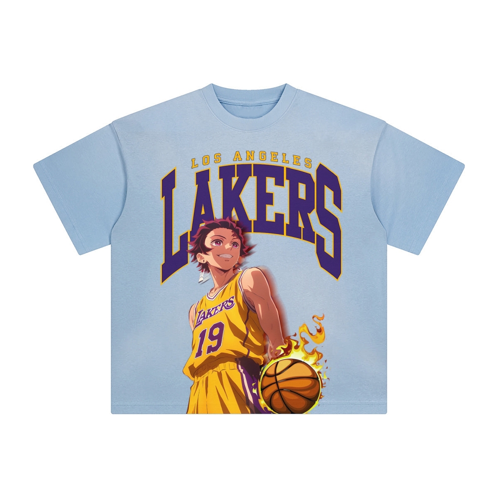 Unisex Vintage Tee丨 Lakers X Demon Slayer Tee