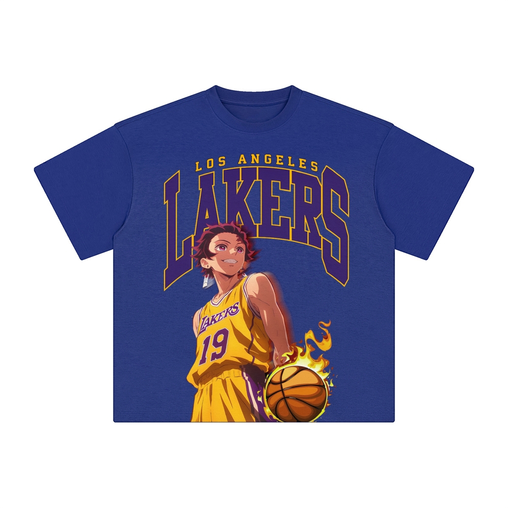 Unisex Vintage Tee丨 Lakers X Demon Slayer Tee