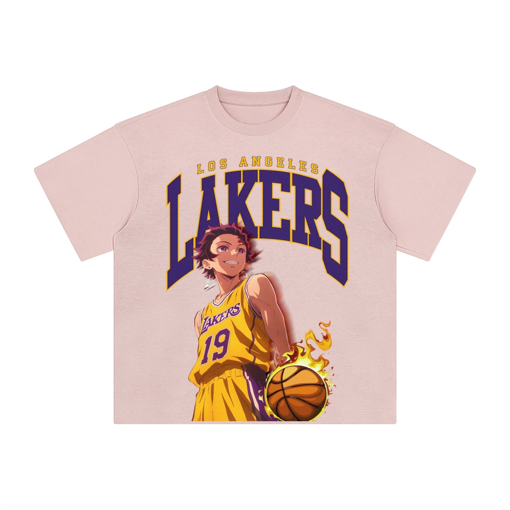Unisex Vintage Tee丨 Lakers X Demon Slayer Tee