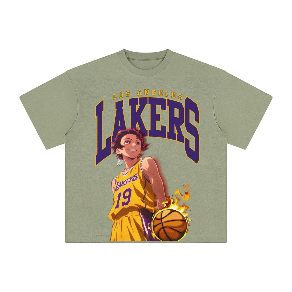 Unisex Vintage Tee丨 Lakers X Demon Slayer Tee