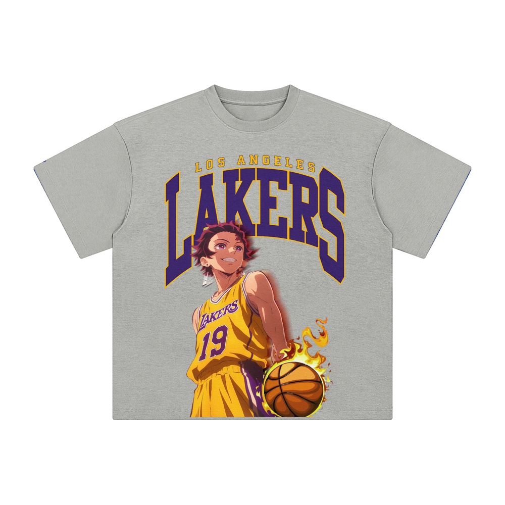 Unisex Vintage Tee丨 Lakers X Demon Slayer Tee