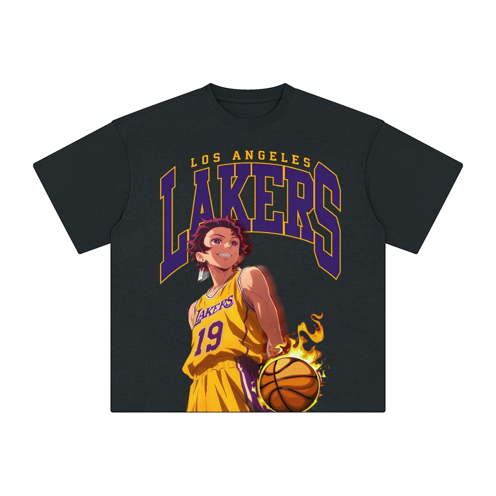 Unisex Vintage Tee丨 Lakers X Demon Slayer Tee