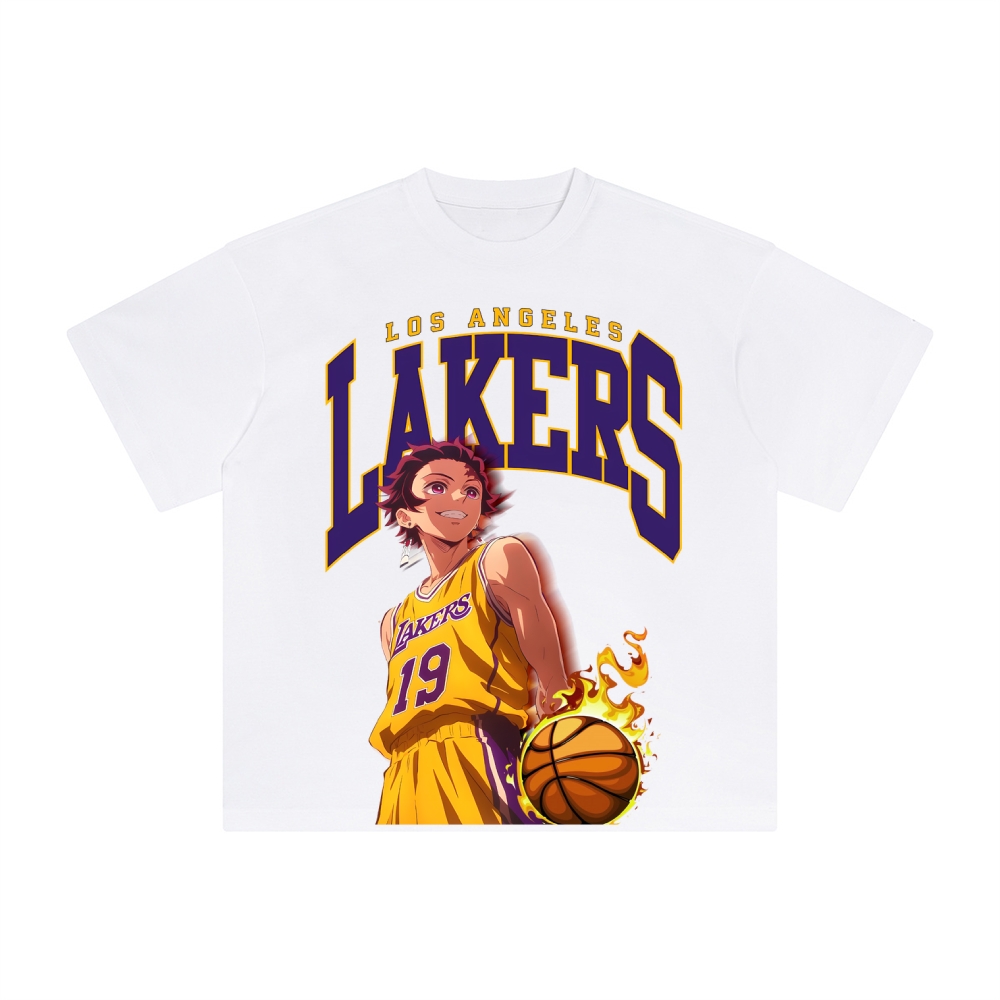 Unisex Vintage Tee丨 Lakers X Demon Slayer Tee