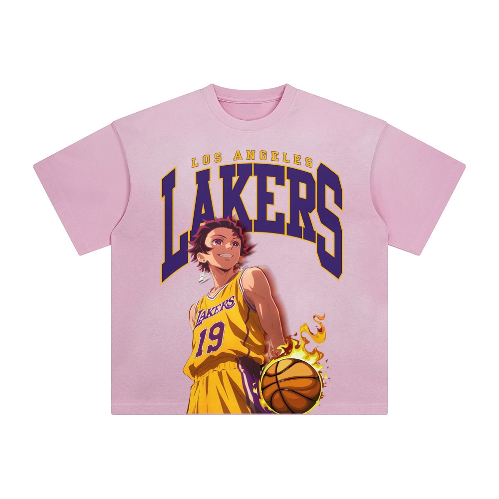 Unisex Vintage Tee丨 Lakers X Demon Slayer Tee