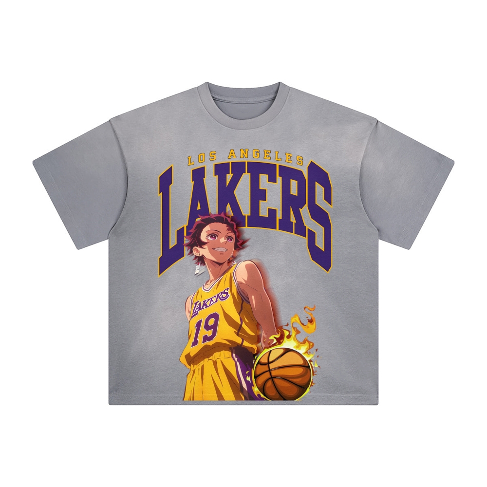 Unisex Vintage Tee丨 Lakers X Demon Slayer Tee