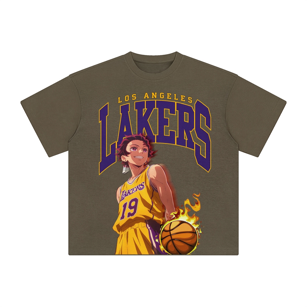 Unisex Vintage Tee丨 Lakers X Demon Slayer Tee