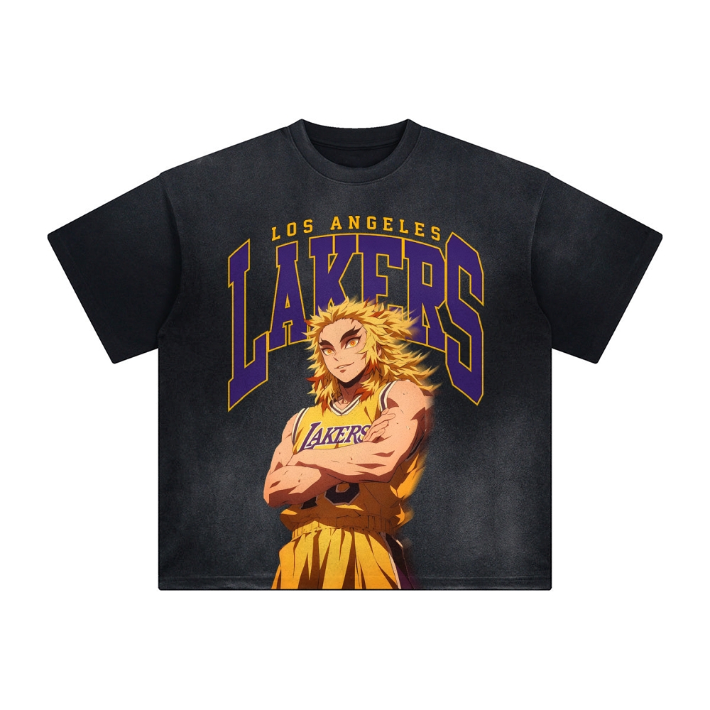 Unisex Vintage Tee丨 Lakers X Demon Slayer Tee