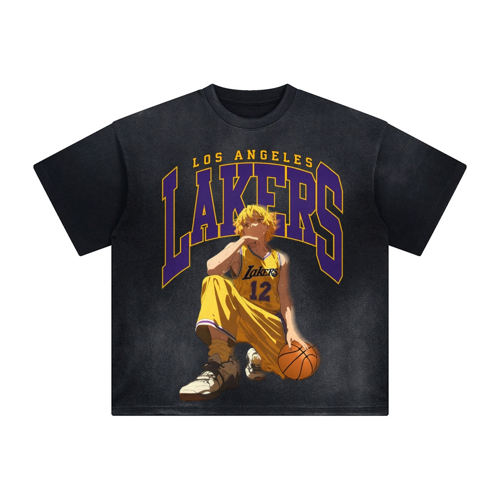 Unisex Vintage Tee丨 Lakers X Demon Slayer Tee