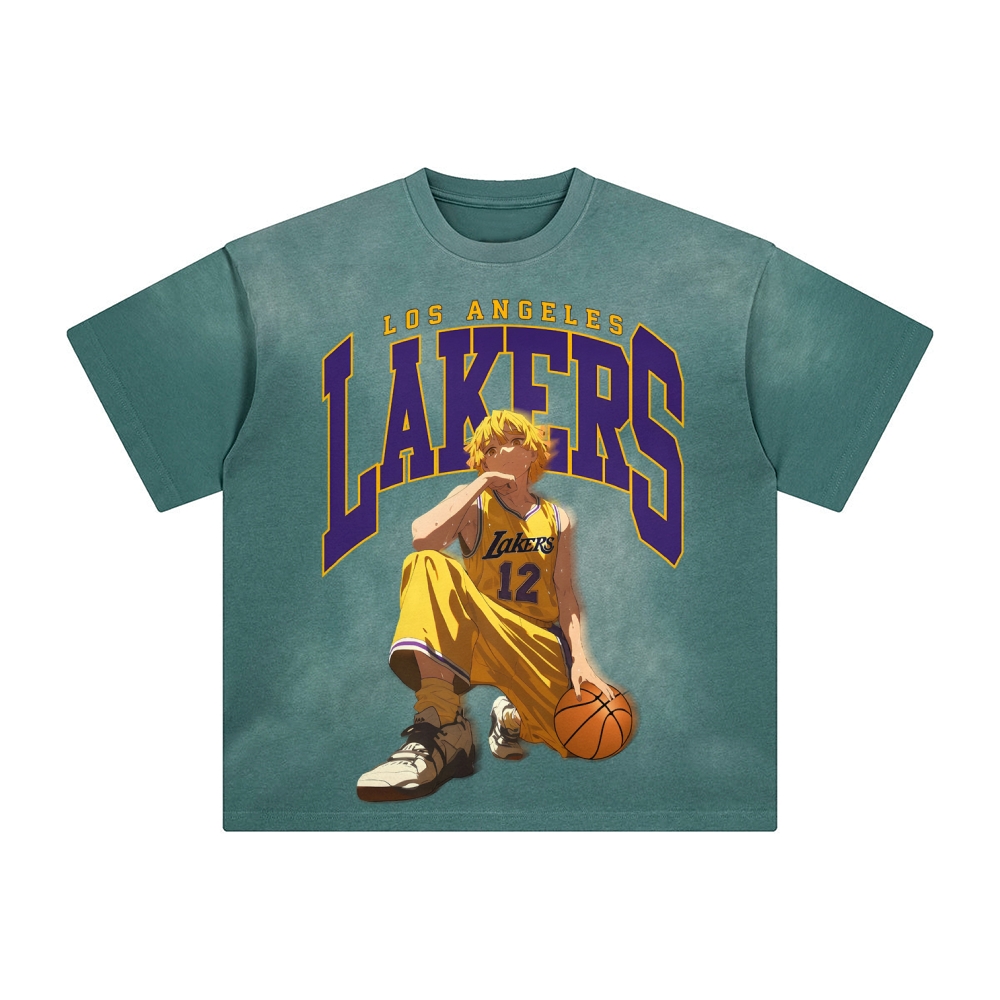 Unisex Vintage Tee丨 Lakers X Demon Slayer Tee