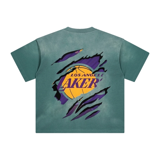 Unisex Vintage Tee丨 Lakers X Demon Slayer Tee