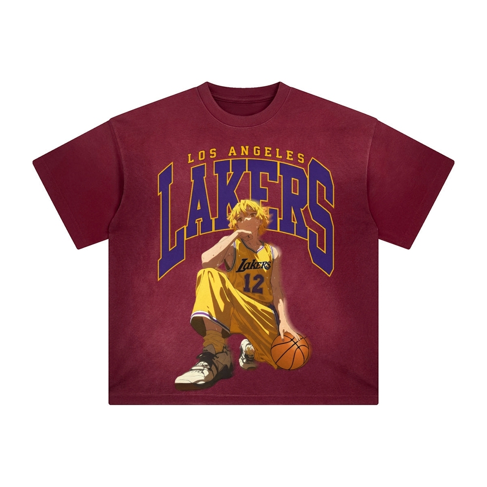 Unisex Vintage Tee丨 Lakers X Demon Slayer Tee