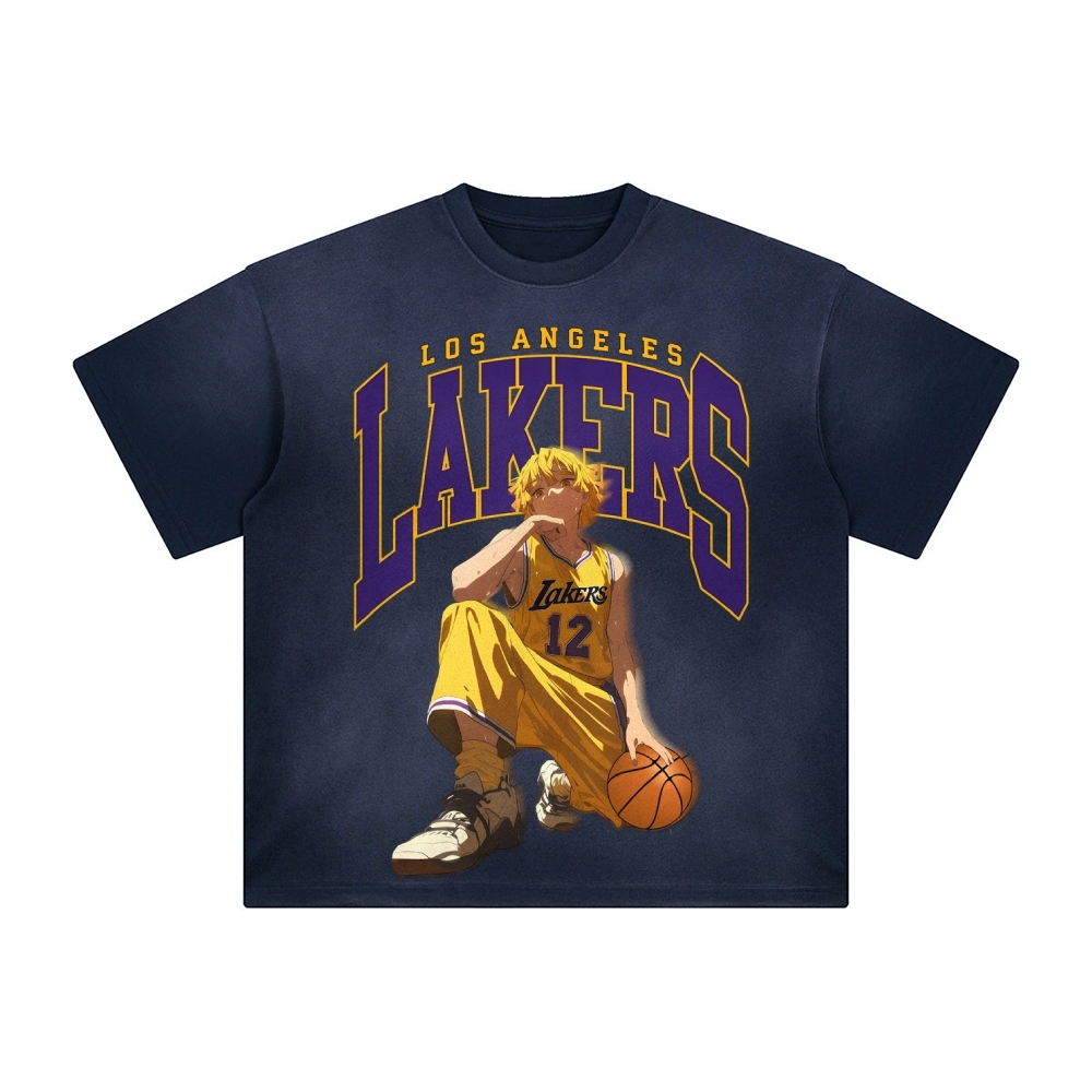 Unisex Vintage Tee丨 Lakers X Demon Slayer Tee